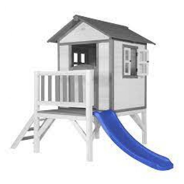 Cabane En Bois Beach Lodge XL Avec Toboggan Blanc – Maison De Jeux Pour Jardin, Escalade Et Glissade Pour Enfants