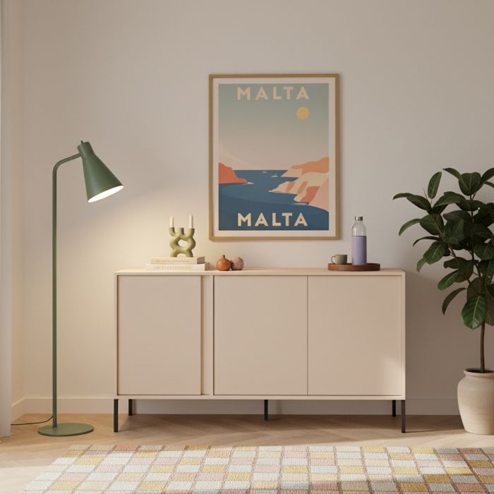 Buffet HULDA beige 3 portes 153cm Buffet HULDA beige 3 portes 153cm