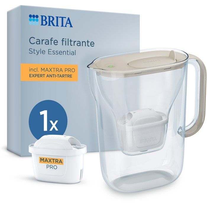 Carafe filtrante BRITA Style Essential Sable Capacité dont deau filtrée MAXTRA PRO EXPERT ANTI TARTRE