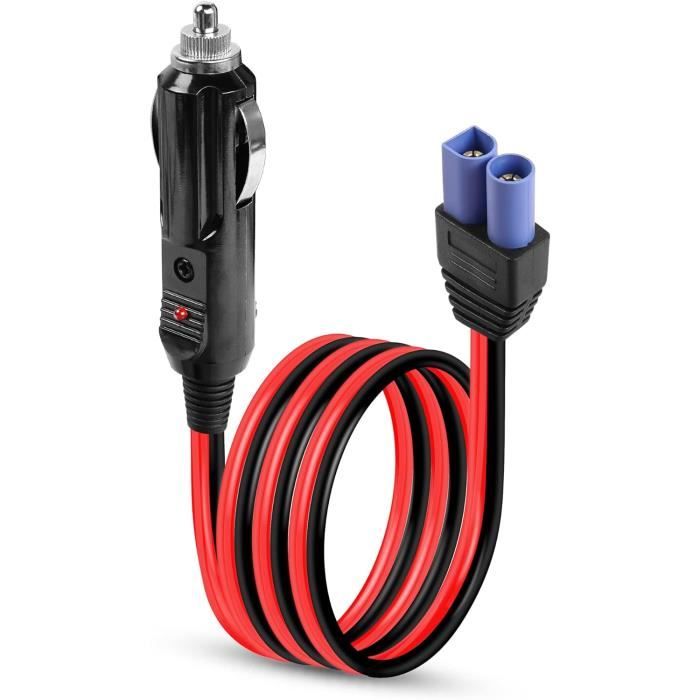 Câble Allume-cigare Vers XT60 SinLoon 2m - Pour Onduleur Voiture, Pompe à Air - Fusible 10A