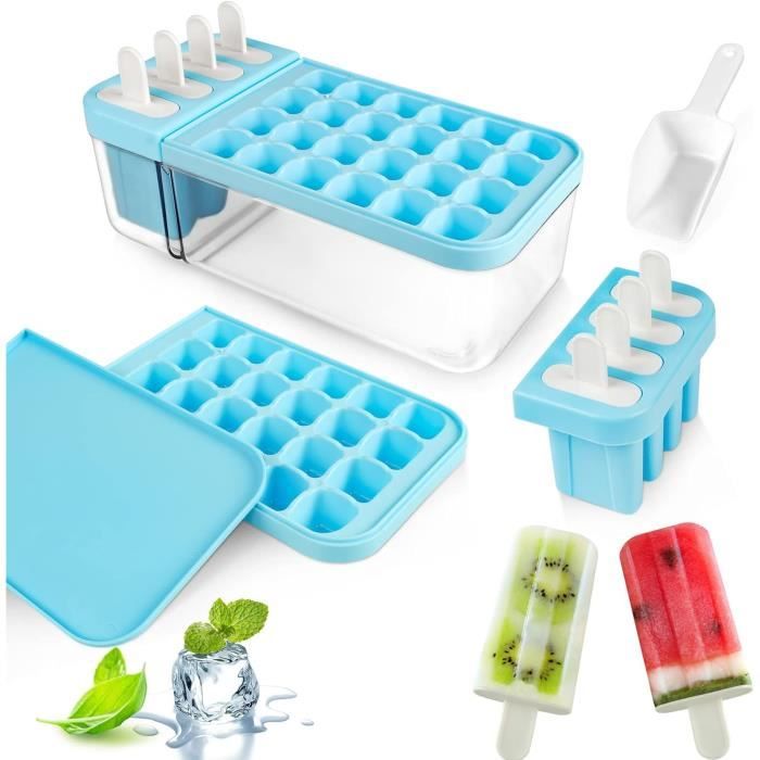 Lot De 2 Moules A Glace Silicone, Antiadhésifs Moule Pop Cake Avec Couvercle Silicone, 100 Batonnet En Bois Et 50 Sacs De Glace, Sans BPA, Rouge