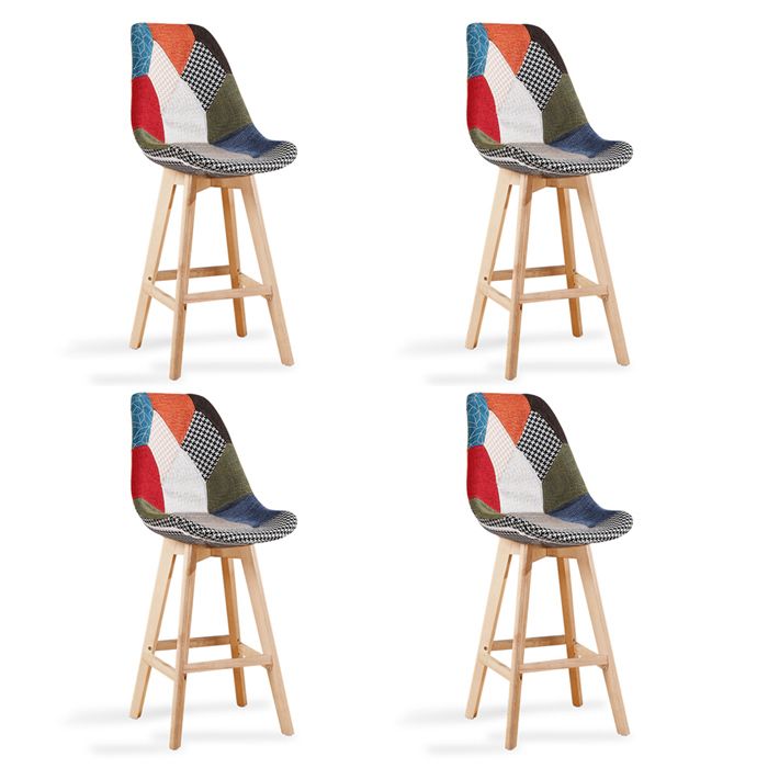 Lot de 4 tabourets de bar patchwork - Gotteborg Lot de 4 tabourets de bar patchwork - Gotteborg