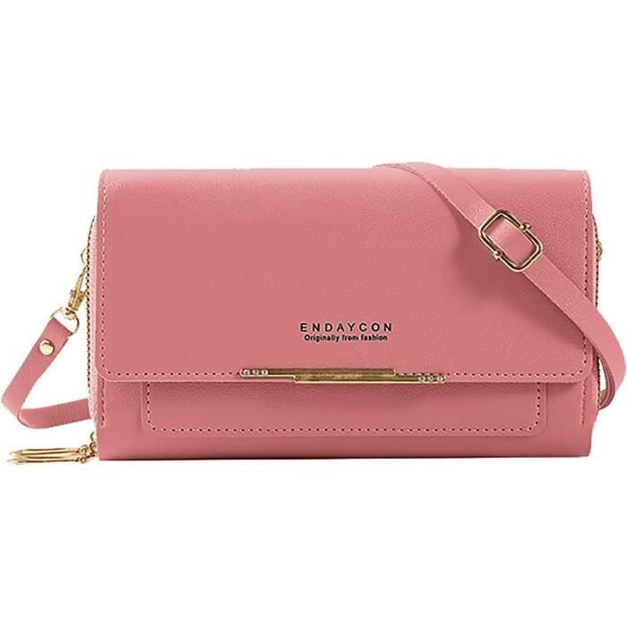 Sac Bandoulière Femme Cuir Véritable - Bandoulière Large 5 Cm Réglable, Porte-monnaie Inclus - Noir, Dimensions 22x8x15 Cm