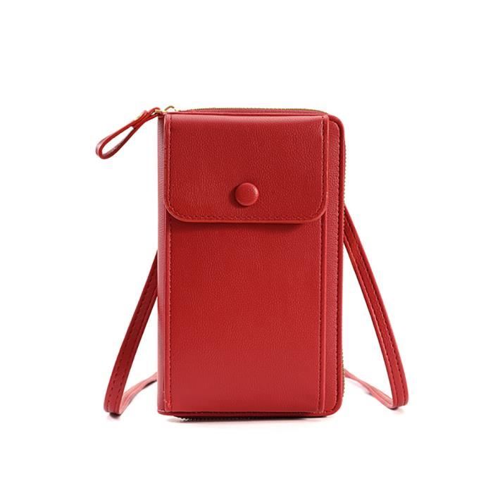 Sac Bandoulière En Cuir Rouge Fabriqué Au Mexique - Taille Moyenne - Occasion Très Bon état