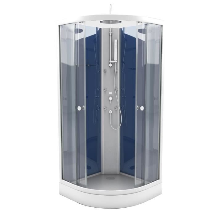 Cabine de douche hydromassante AURLANE Night Blue 2 - Structure en aluminium - 85 x 85 x 225 cm - Bleu nuit