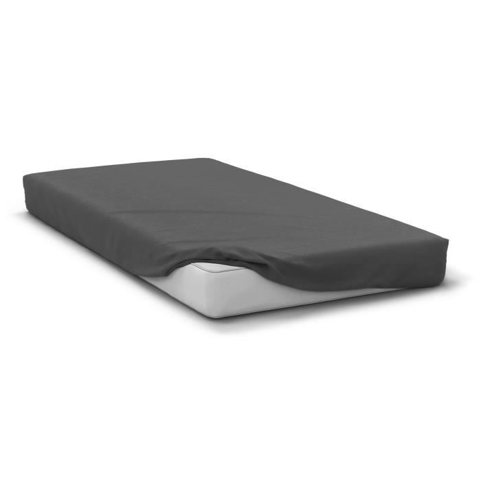 Drap housse - HOME LINGE PASSION - HP71774 - 180 x 200 cm + 30 cm bonnet - Microfibre - 82 g - Gris anthracite Drap housse - HOME LINGE PASSION - HP71774 - 180 x 200 cm + 30 cm bonnet - Microfibre - 82 g - Gris anthracite