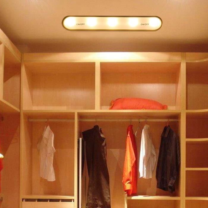 Éclairage Garde Robe HURRISE lampe d'armoire Lampe de garde-robe à piles 5LED bâton sur la ...