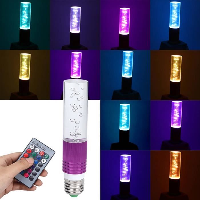 HURRISE Ampoule en cristal E27 AC85-265V 3W LED RVB Cristal Ampoule  Ambiance Fête Lampe avec Télécommande (Violet)
