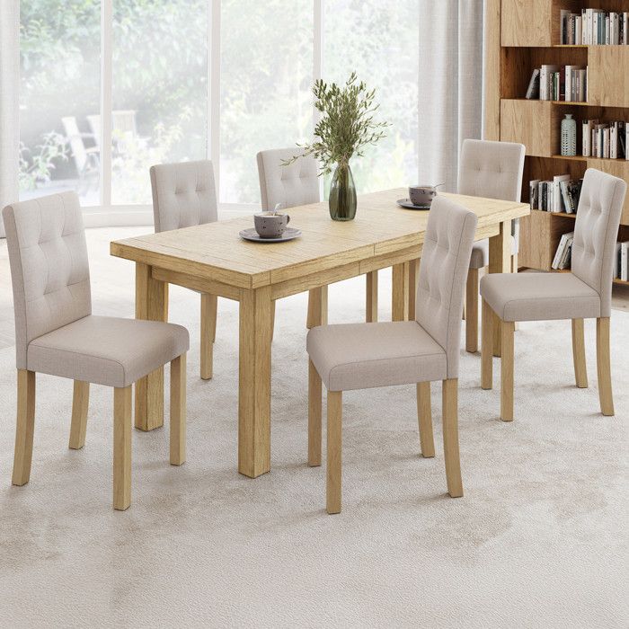 IDMARKET Lot de 6 chaises de salle à manger POLGA en tissu beige