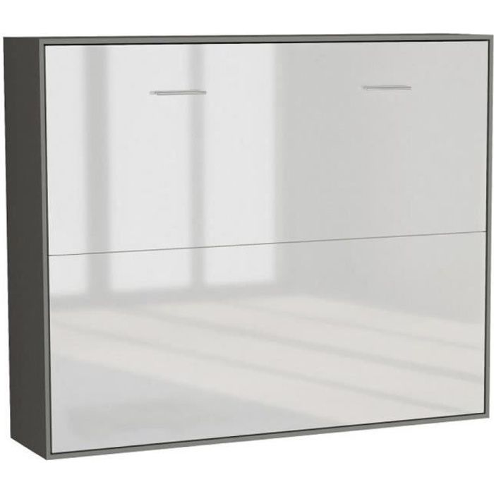 Armoire Lit Horizontale Escamotable Strada V2 Structure Gris Graphite Mat Facade Blanc Brillant Couchage 140 200 Cm Bi Color Bois Achat Vente Lit Escamotable Armoire Lit Horizontale Bientot Le Black Friday Cdiscount
