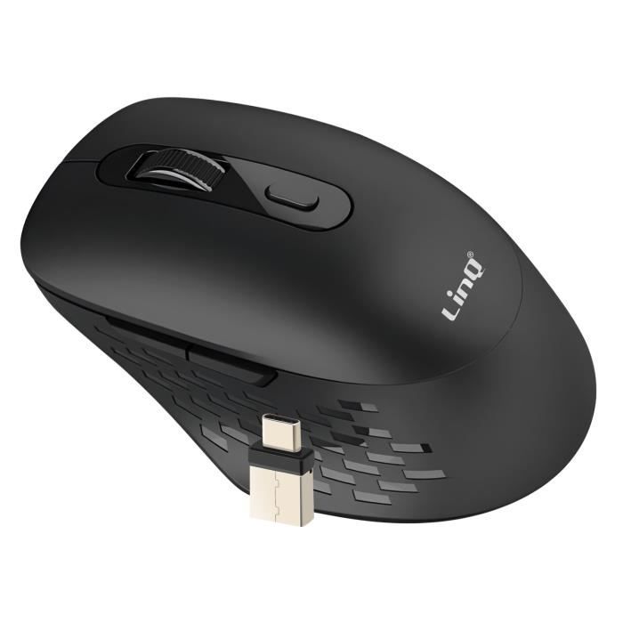 Souris sans fil – LINQ – Modèle Noir – WiFi et Bluetooth – Ergonomique – DPI 1600