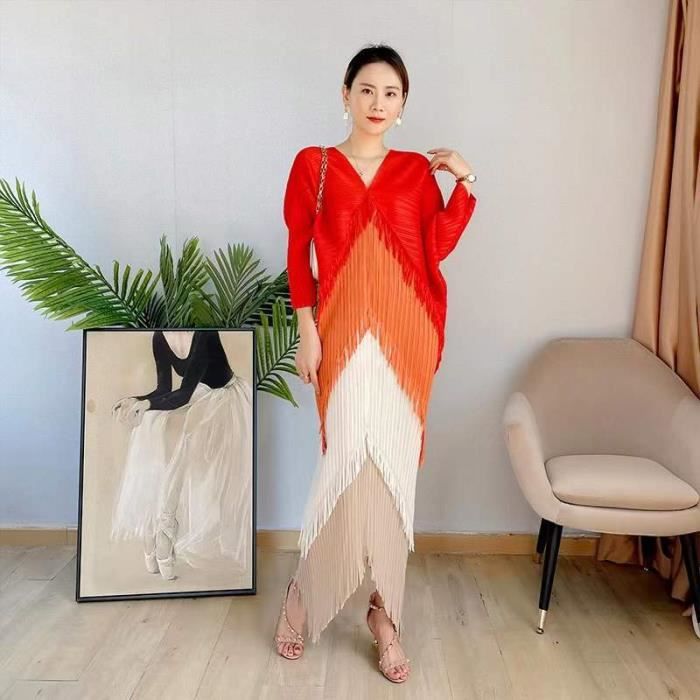 Robe D'été Femme Manches Kimono - Col V Vert Plissée Cupshe