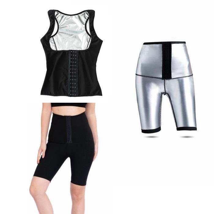 Meichoon - Short De Sudation Sauna Pour Femme | 3 Rangs Ajustables | Effet Amincissant & Compression