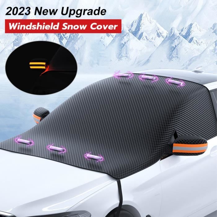 Couverture de pare-brise améliorée neige,support magnétique pare-soleil de voiture,couverture de neige étanche avec couverture miroi