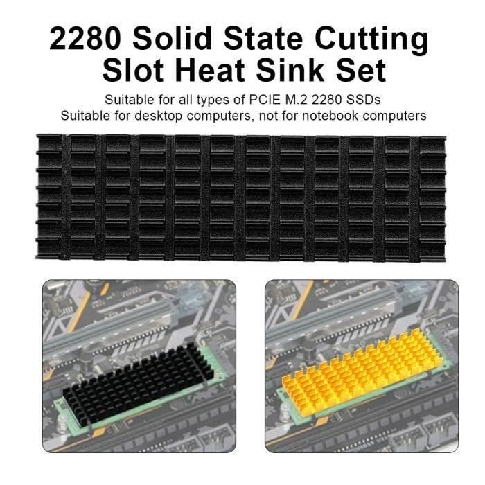 Dissipateur De Chaleur Pour SSD M.2 NVMe 2280 - En Alliage D'aluminium - Dimensions 70 X 22 X 3 Mm - Inclus Coussin Thermique - 8