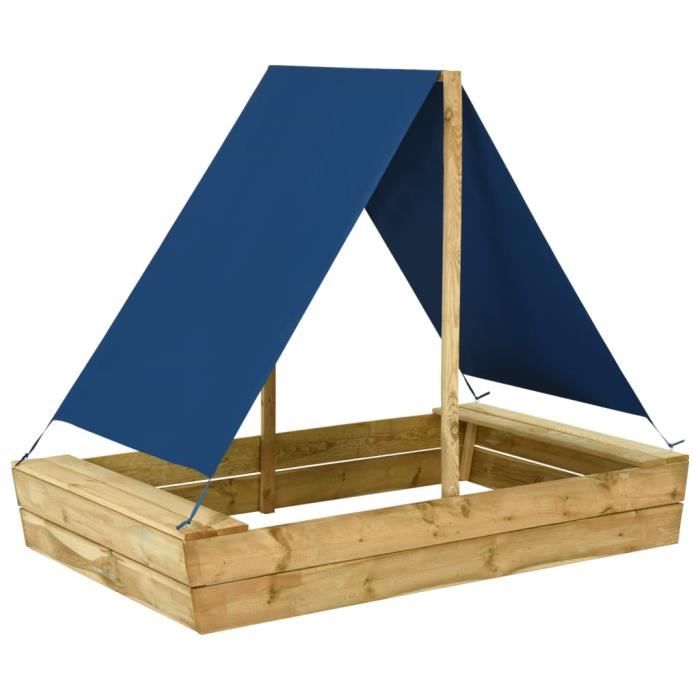 needs&wants® Bac à sable en bois pour enfants avec couvercle carré et