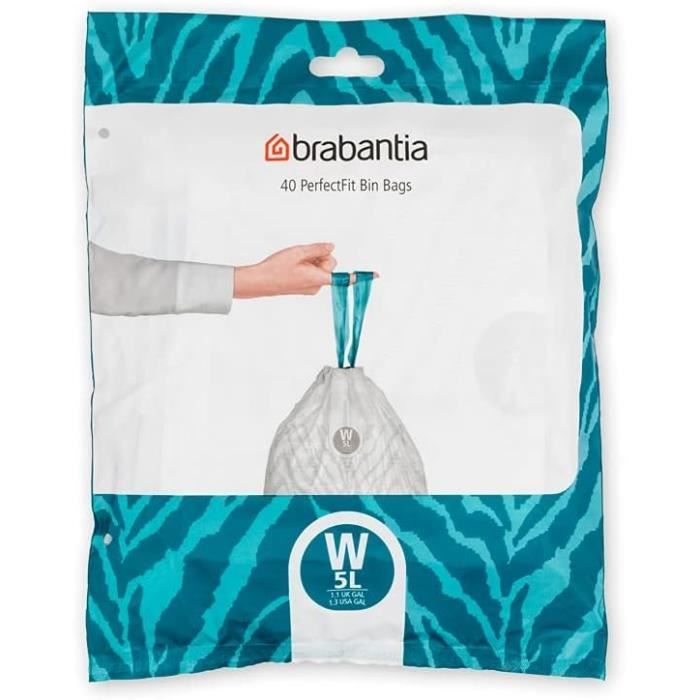 Sacs Poubelle PerfectFit Code L - 40L/45L - Ultra Résistants Avec Poignées Coulissantes - Lot De 40