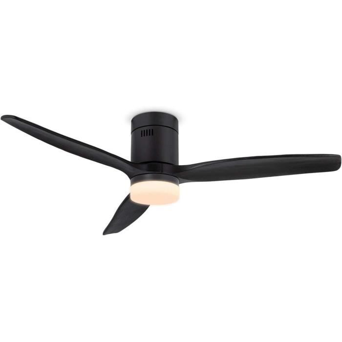 Ventilateur de plafond moderne abs noir avec led et télécommande