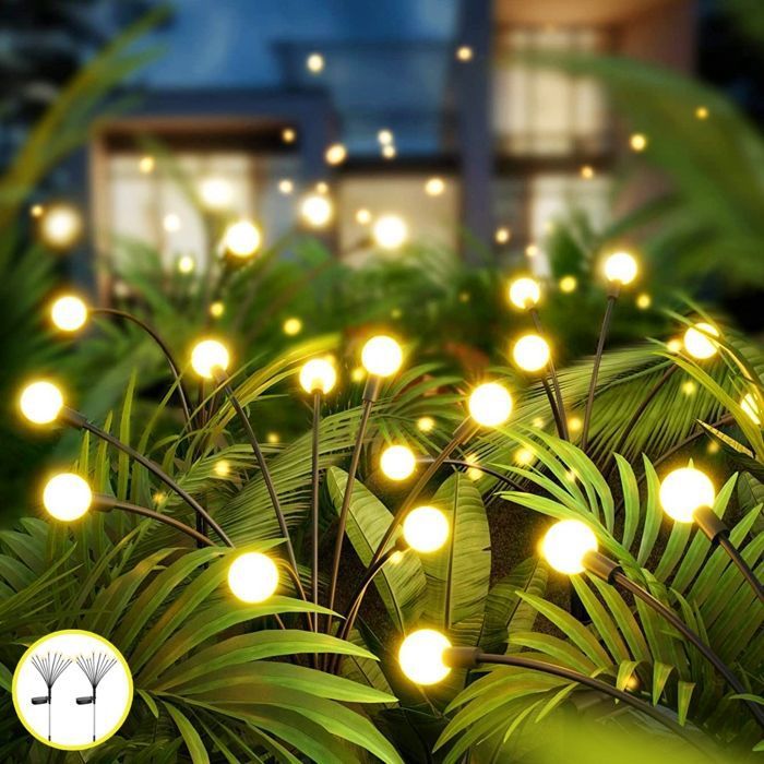 Lanterne Solaire Extérieure Avec Papillons Et Feuilles - Lot De 2, IP65 étanche, Lumière Blanc Chaud | Jardin, Balcon, Véranda