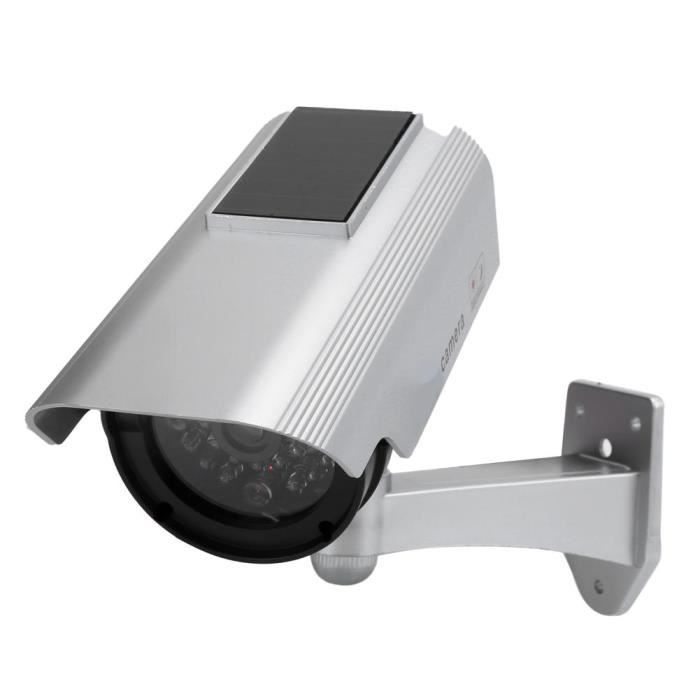 Caméras factices avec Panneau Solaire, Fausse de Sécurité Caméra CCTV avec LED Lumière pour Usage Intérieur Extérieur (4 Pack, Argent) | Leroy Merlin