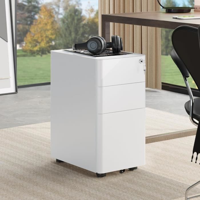 Caisson Bureau YITAHOME 4 Tiroirs - 127.5cm - Verrouillable - Pour Classeurs A4 - Capacité 50kg