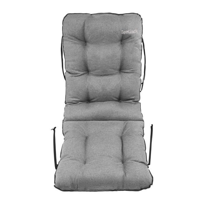 SuperKissen24. Coussin Dossier pour Chaise Longue Siège Banc de Jardin Canapé - 1 piece 48x48x75 cm - Imperméable - Lin Gris