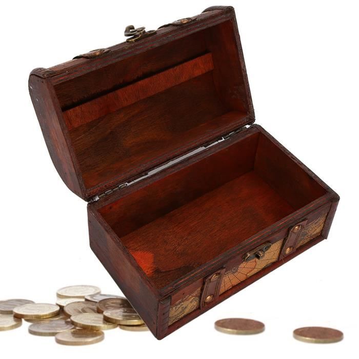 Coffret Trésor Verrouillable En Bois - 16 X 11 X 9 Cm, Serrure à Code, Pour Bijoux, Monnaies Ou Décoration - 8