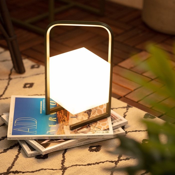 Lampe à Poser LED Portative Extérieure en Aluminium 2.5W Tiber avec Batterie Rechargeable USB Vert kaki