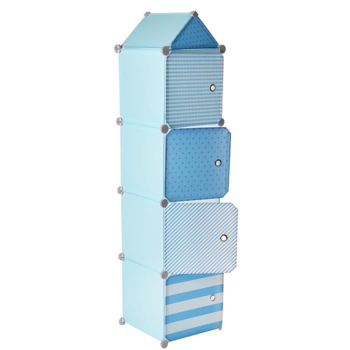 Forme Tour Coloris BLEU GRIS et BLANC Meuble de rangement colonne 