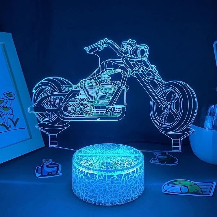 Moto Cycleur 3D Lampes avec Télécommande, LED Lampe 7 couleur Lumière  Dimmable Tactile Interrupteur USB-Batterie Insérer, Decora - Cdiscount  Maison