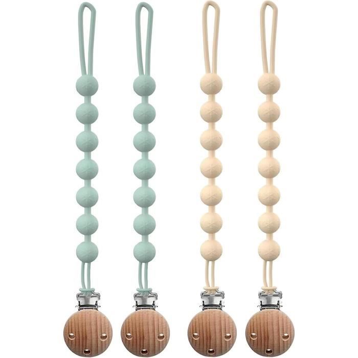 KOQAIIZ Lot De 2 Attaches Tétine En Bois – Porte-Sucette Bébé Robuste & Esthétique Garçons/Filles