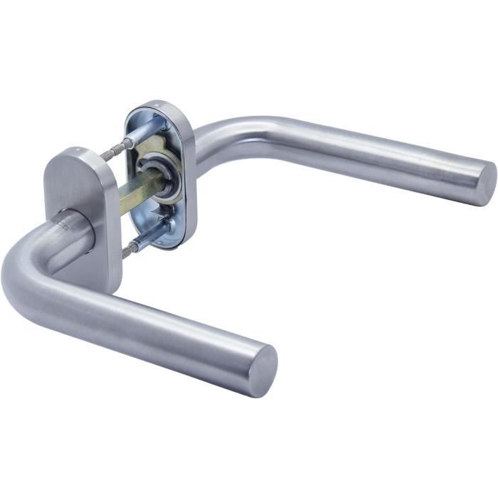 Poignées De Porte Apecs Sur Rosace Ovale En Acier Inoxydable Pour Porte ...