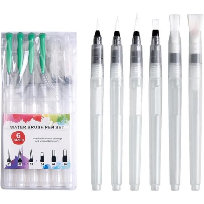 MEEDEN Lot De 6 Stylos Pinceaux D'aquarelle Rechargeables Multi