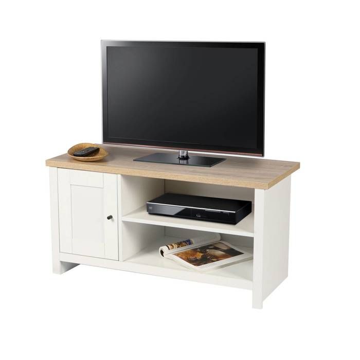 Urban Living - Meuble TV avec 1 porte et 2 niches de rangement en bois HANOI - Blanc Urban Living - Meuble TV avec 1 porte et 2 niches de rangement en bois HANOI - Blanc