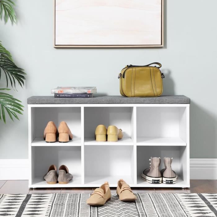 VASAGLE Meuble à Chaussures Rangement 6 Compartiments 3 étagères