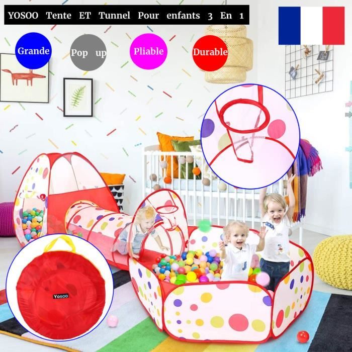 SONGMICS Parc Bébé 3-en-1 Licorne Princesse – Tente + Tunnel + Piscine à Balles, Rose, Idéal Anniversaire