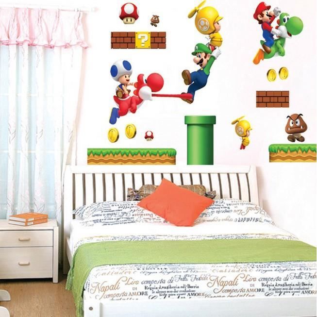 Stickers Muraux Vinyl Enfant - Personnages Mario X Star Wars - Déco Chambre