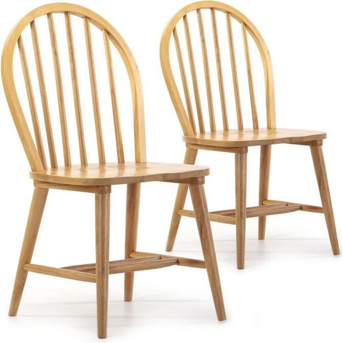 Pack 2 chaises Clarck Couleur Chêne Bois Massif 48 cm x 48 cm x 92 cm