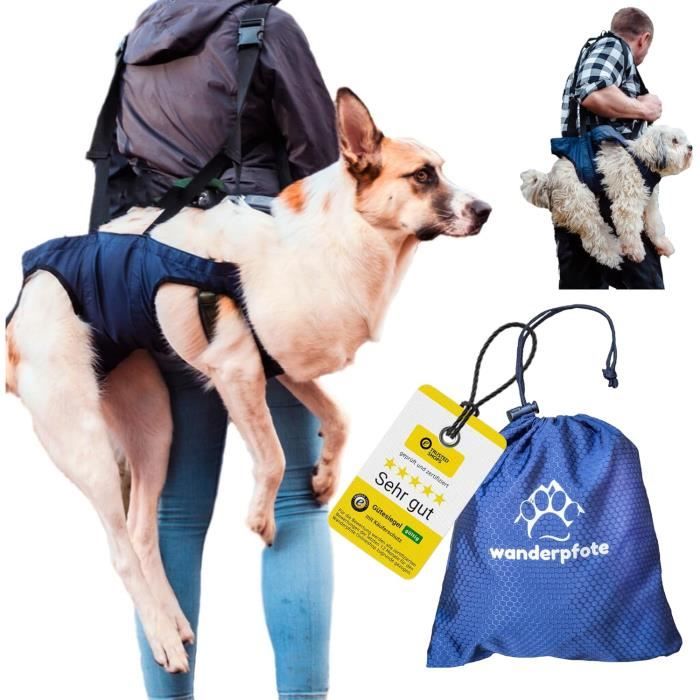 Wanderpfote Harnais de Levage pour Chien Handicapé - Écharpe de Portage Quotidienne ou Sac à Dos d'Urgence (Bleu, Grande)