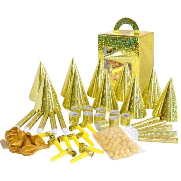 Boîte de cotillons 10 personnes or - WIDMANN - Accessoires de fête pour adultes