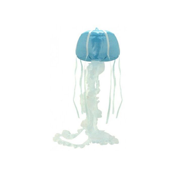 Peluche Méduse Douce – Compagnon Câlin Bleu/blanc, Avec Mousqueton, Pour Enfant Ou Déco