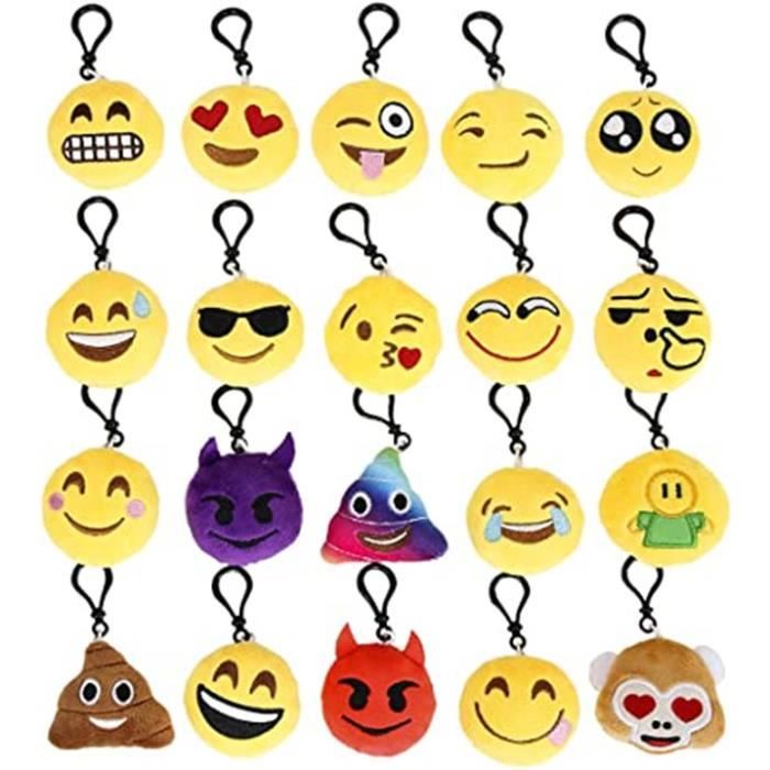 XJYDNCG 20PCS Mini Emoji Porte-clés en Peluche Mignon Emoji Sac à