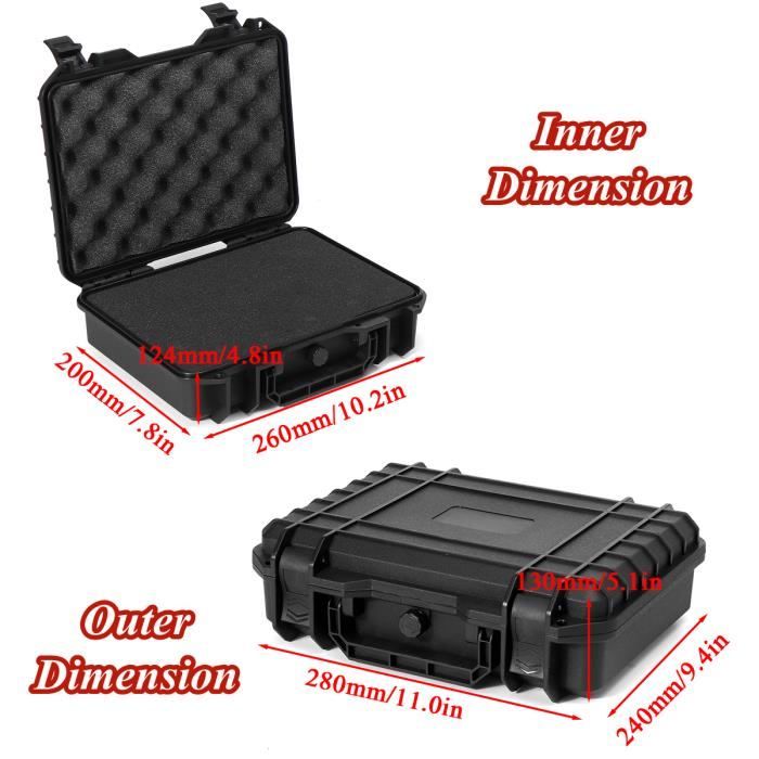 280x240x130mm 9TANmallette rigide étanche avec éponge boîte de rangement  trousse à outils valise équipement de sécur,BOITE A OUTILS - Cdiscount  Bricolage