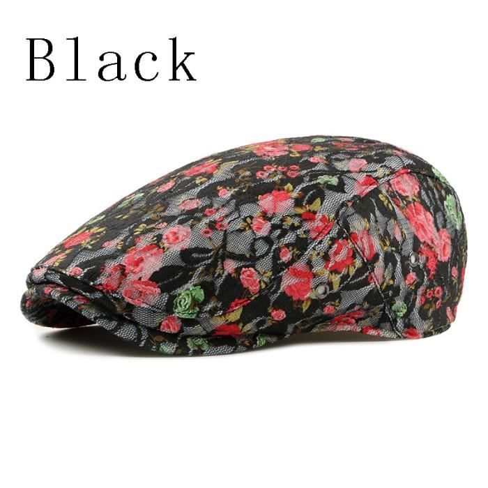 Ardorion Casquette Plate En Denim Pour Femme Et Fille Motif Floral Vintage - Béret Driving Cabbie Chasse