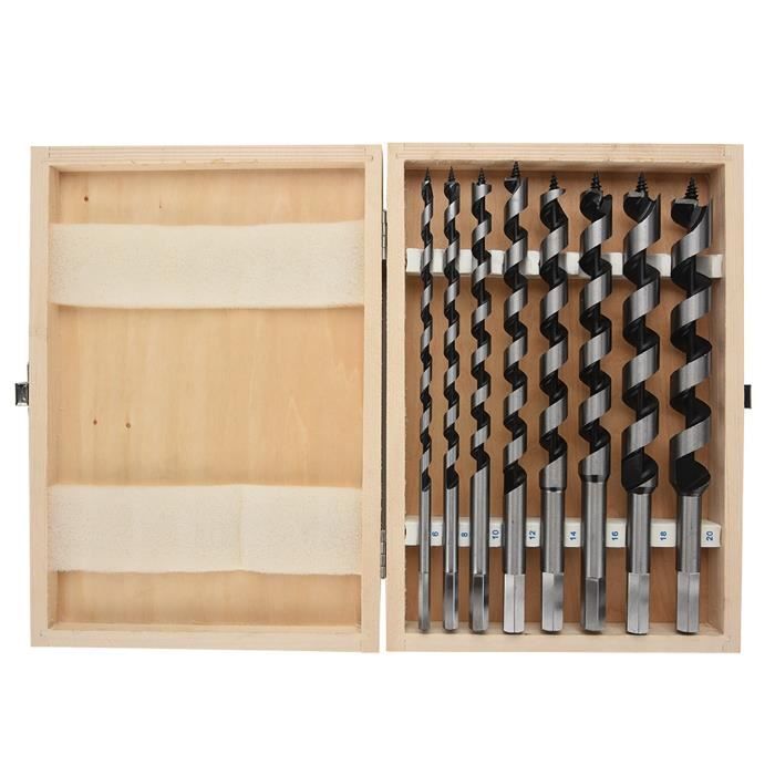 Jeu De 7 Forets à Bois Longs 300mm - Forets Hélicoïdaux Diamètre 4-12mm - Pour Perceuse Et Bois Dur
