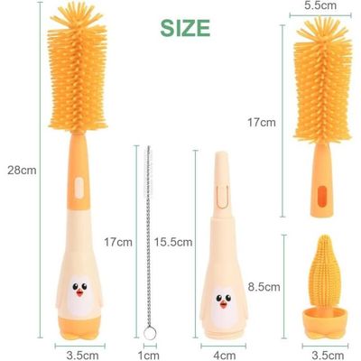 2 Brosses Longues Pour Biberons & Gourdes – 28 Cm, Silicone Souple, Tête Large 3 Cm