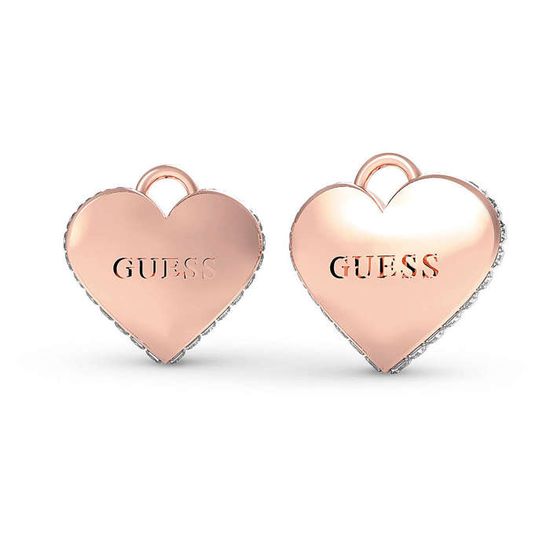 GUESS Boucles d'oreilles créoles en forme de cœur avec logo doré, taille unique, métal non précieux, sans pierre précieuse, One Size, Métal non précieux, Pas de gemme