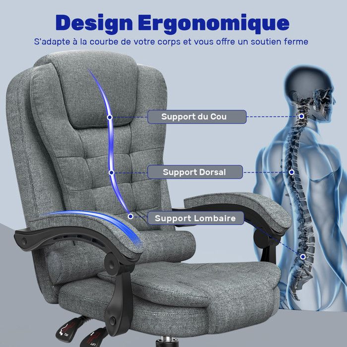 Super Chaise De Bureau Confortable Avec Accoudoirs, Roulettes Fluides Et Dossier Inclinable - Idéale Pour Le Salon Ou Le Télétravail