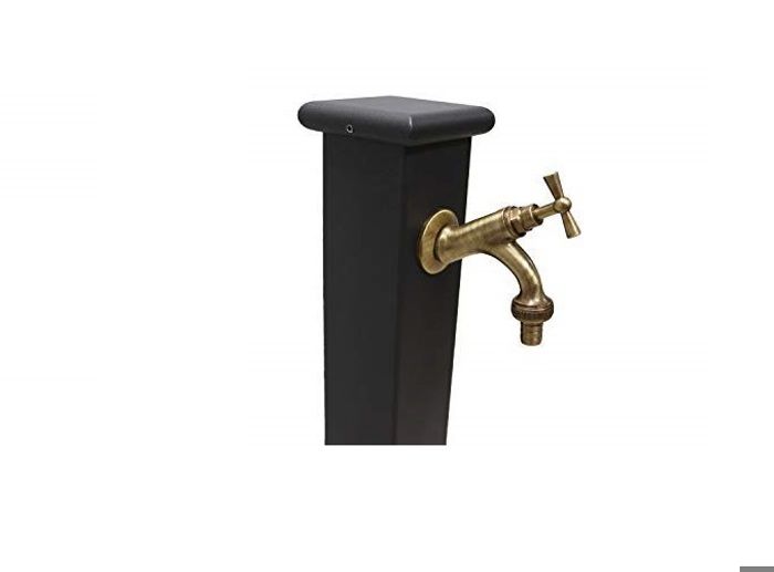 Robinet Mural Laiton Poli Gris Fonte – Rosace Aluminium 8.5 Cm – Pour Fontaine, Maison Ou Jardin (raccord 1/2")
