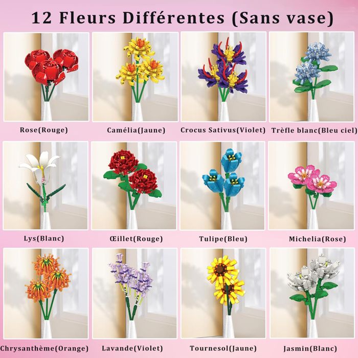 Ensembles De Kit De Construction De Bouquet De Fleurs, Blocs De